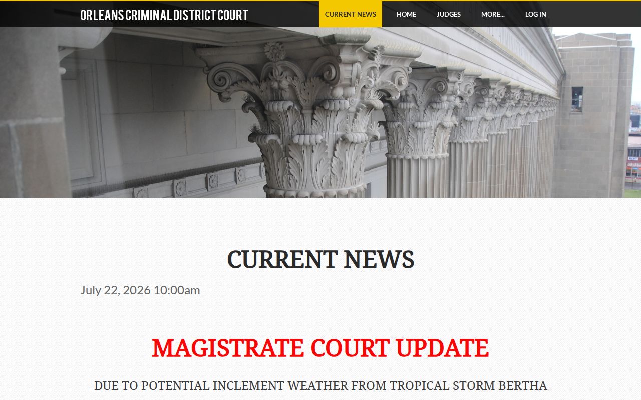 Orleans Parish court calendar criminal court updates