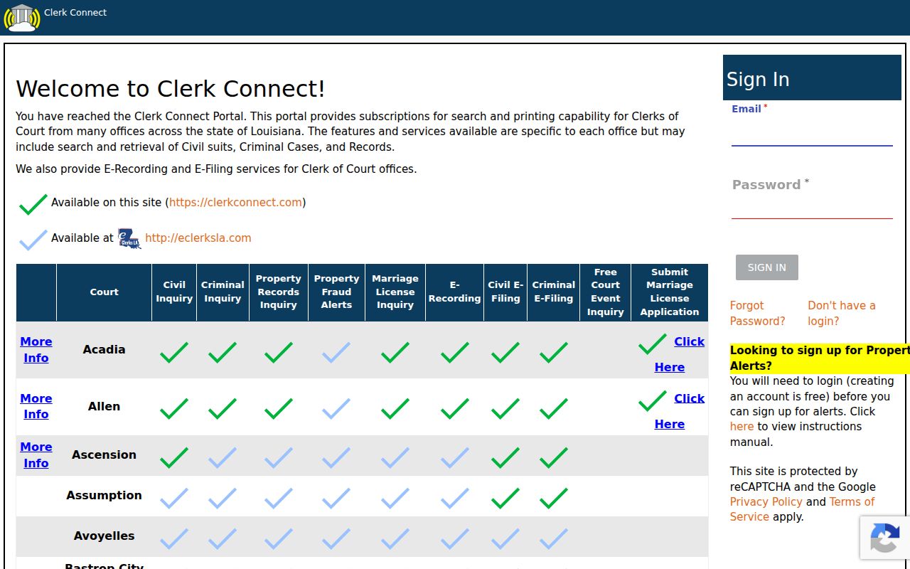 Clerk Connect criminal case inquiry portal