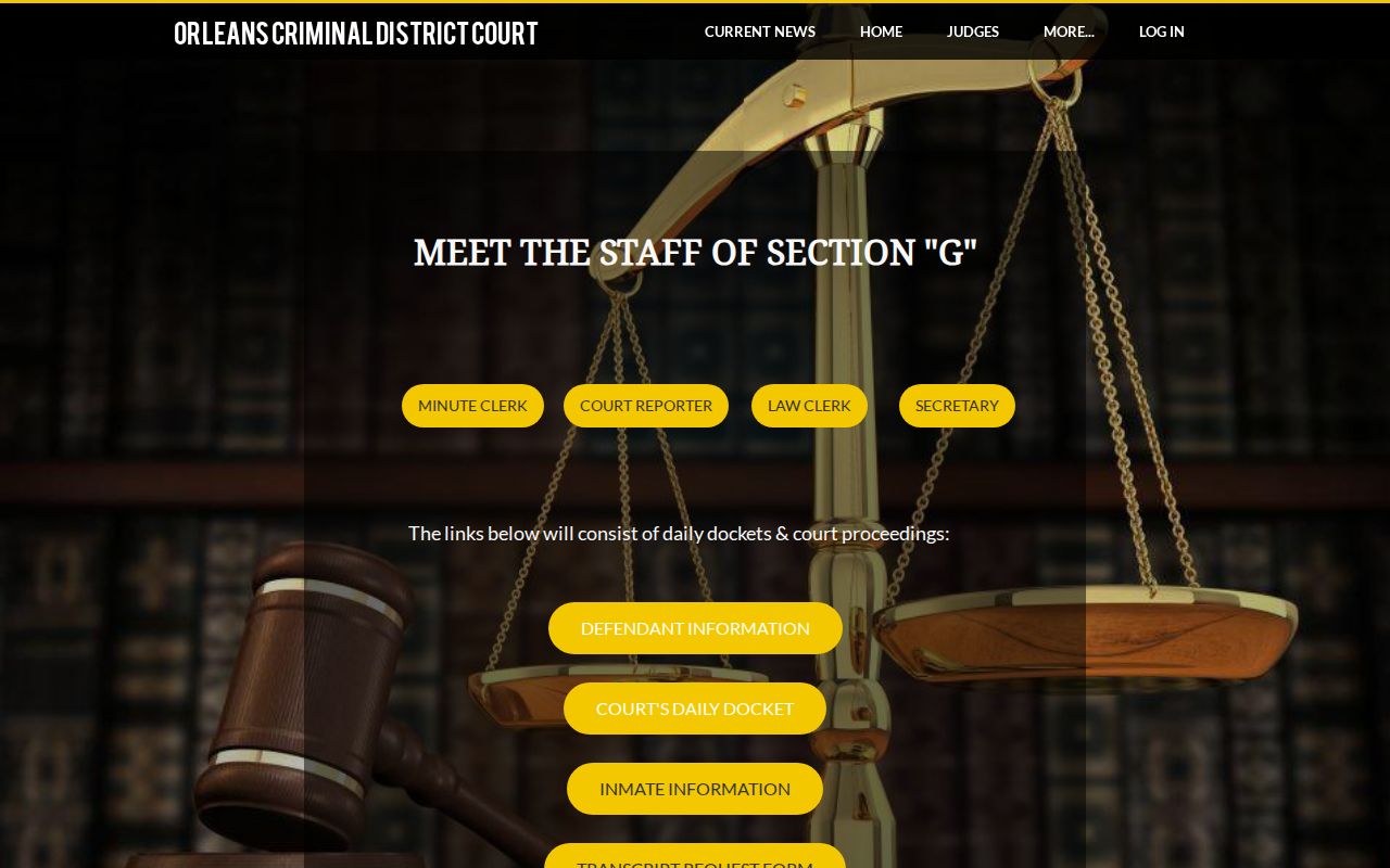 Orleans Criminal District Court section page with daily docket links