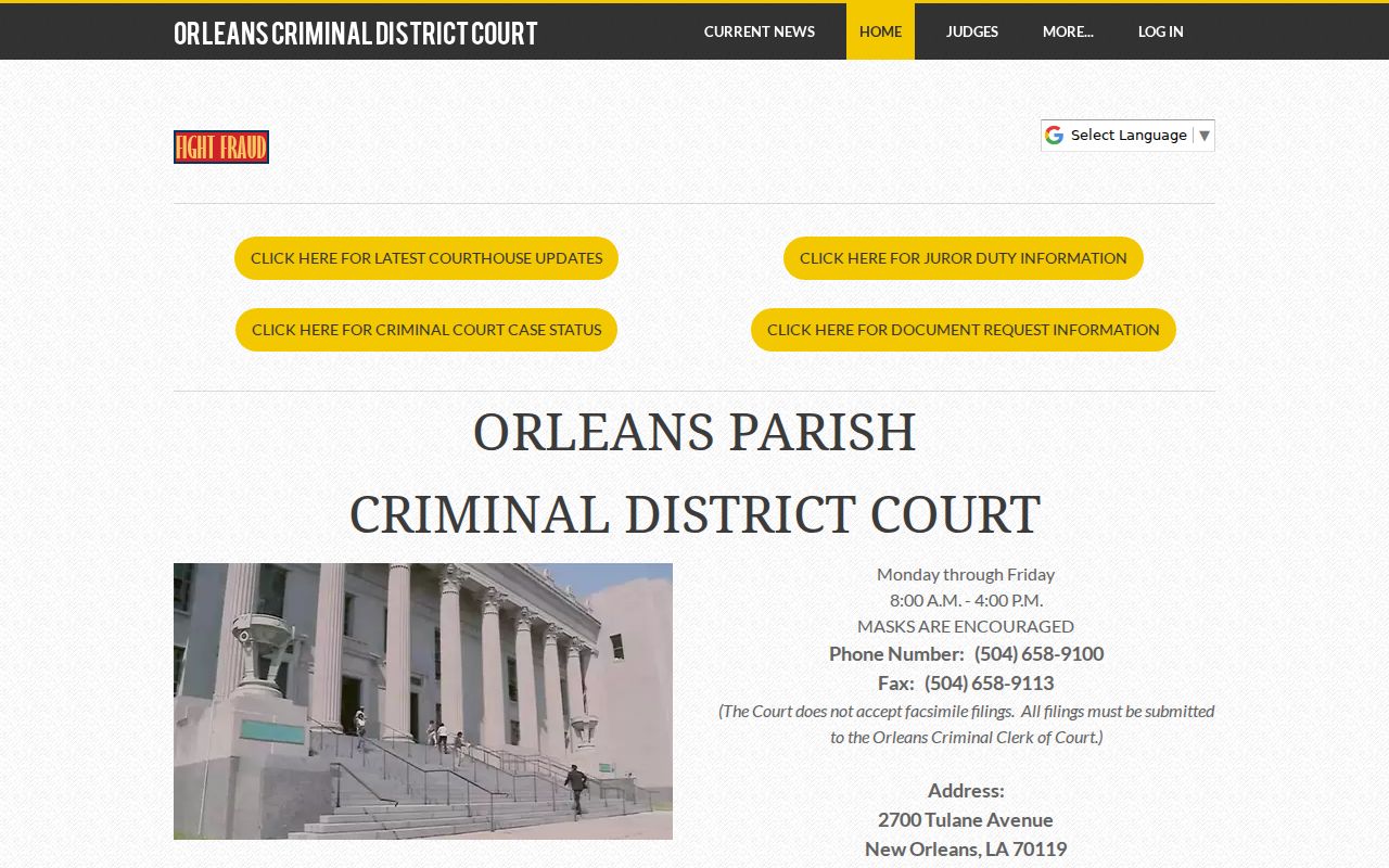 Orleans Criminal District Court official homepage