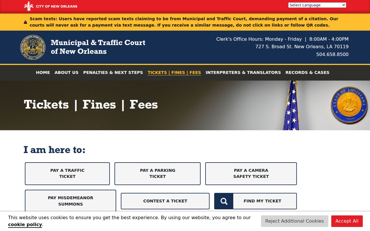 Orleans Parish traffic tickets payment and contest instructions from Municipal and Traffic Court